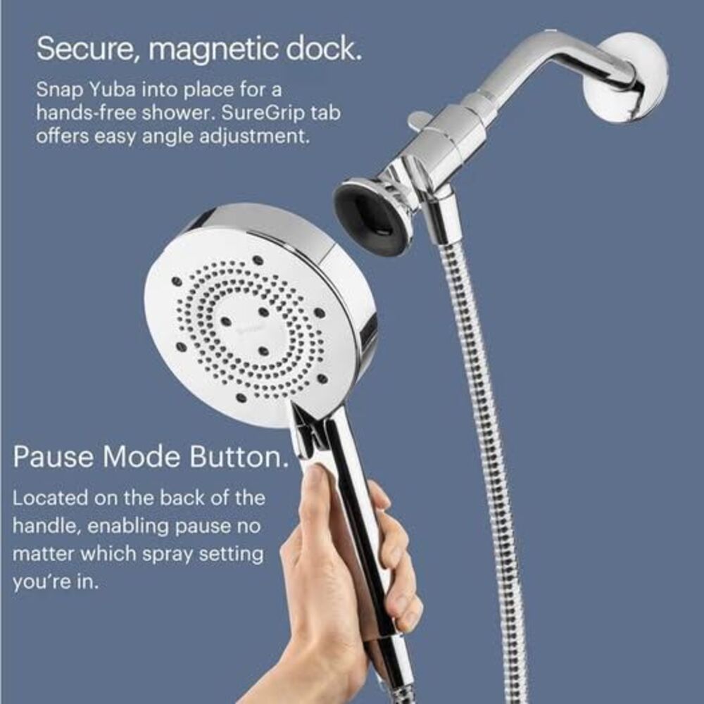 Brondell Nebia Yuba 5-Setting Handshower with HaloNetic Double Docking System Ch